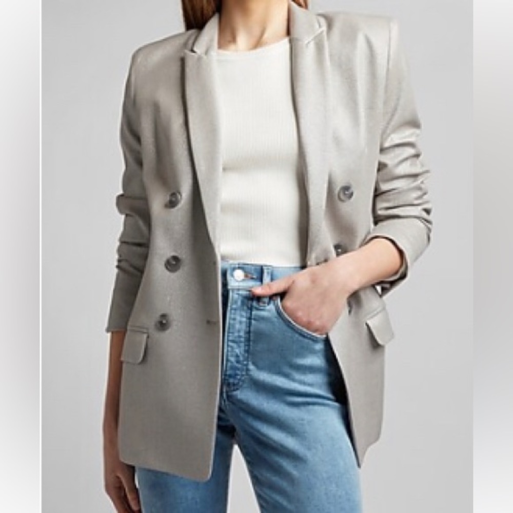 Metallic Breasted Blazer- Express